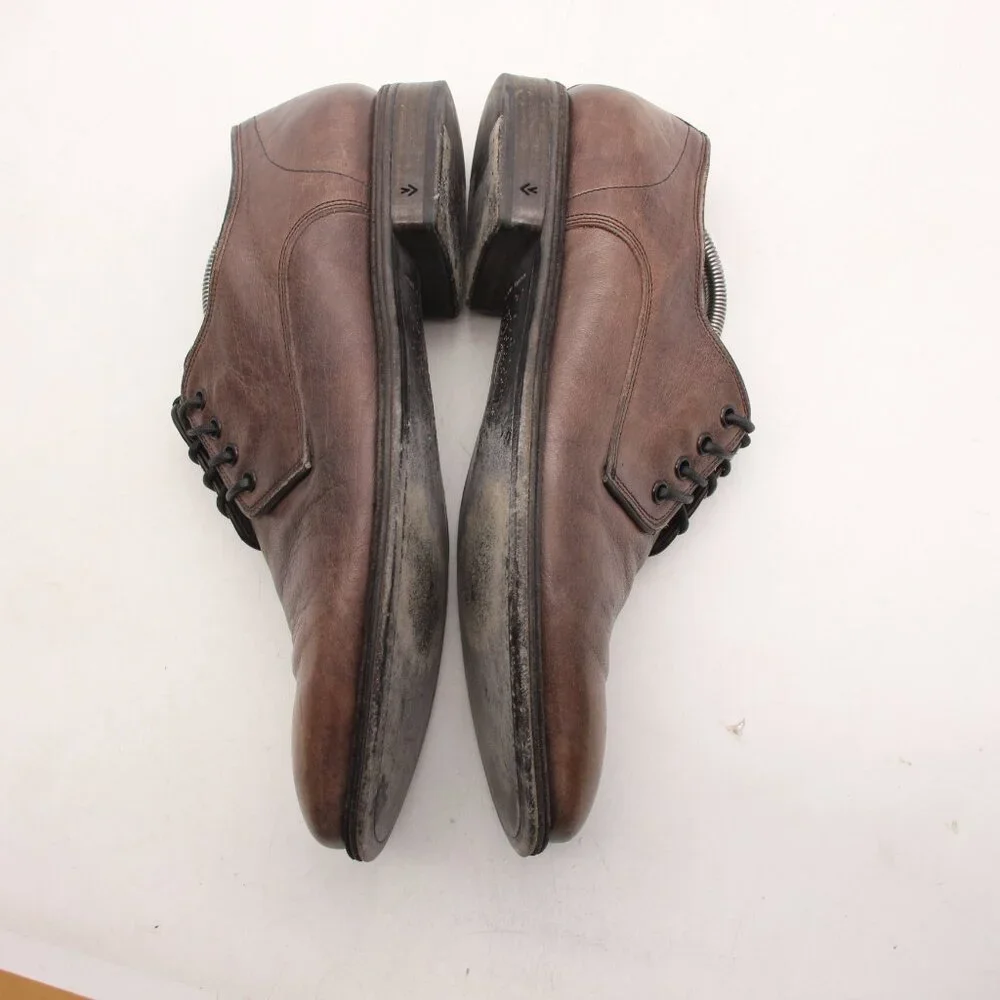 John Varvatos Men's UK 10.5 Plain Toe Brown Leather Oxford Handmade In Italy